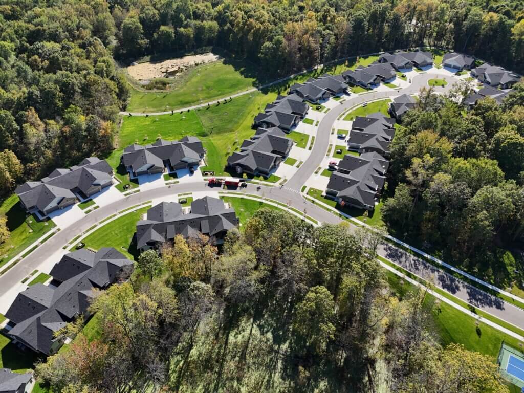 Overhead view of Woodview Commons luxury multifamily community in Ann Arbor MI